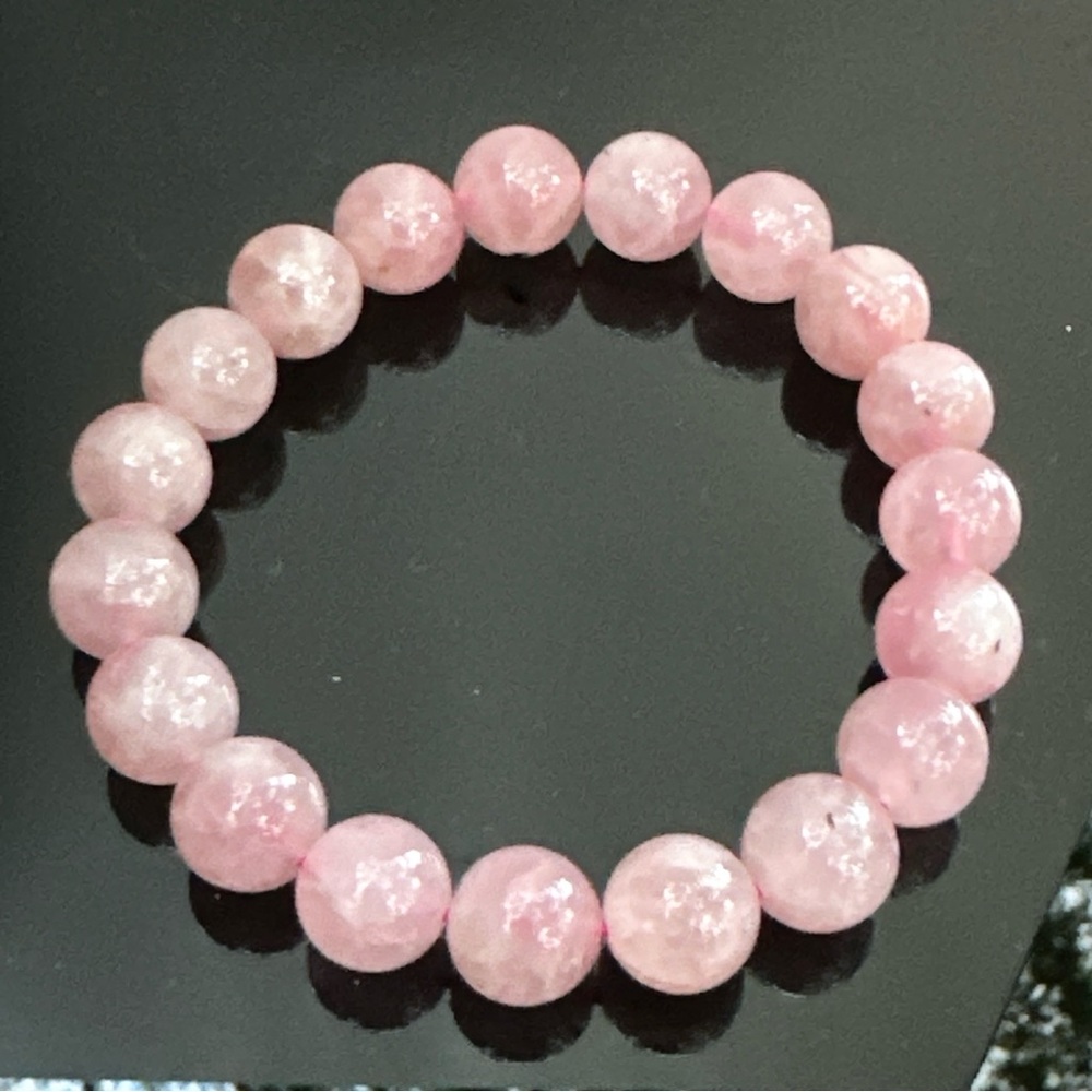 "Genuine Natural Rose Quartz Beads for Self-Love"Stretchable Bracelet